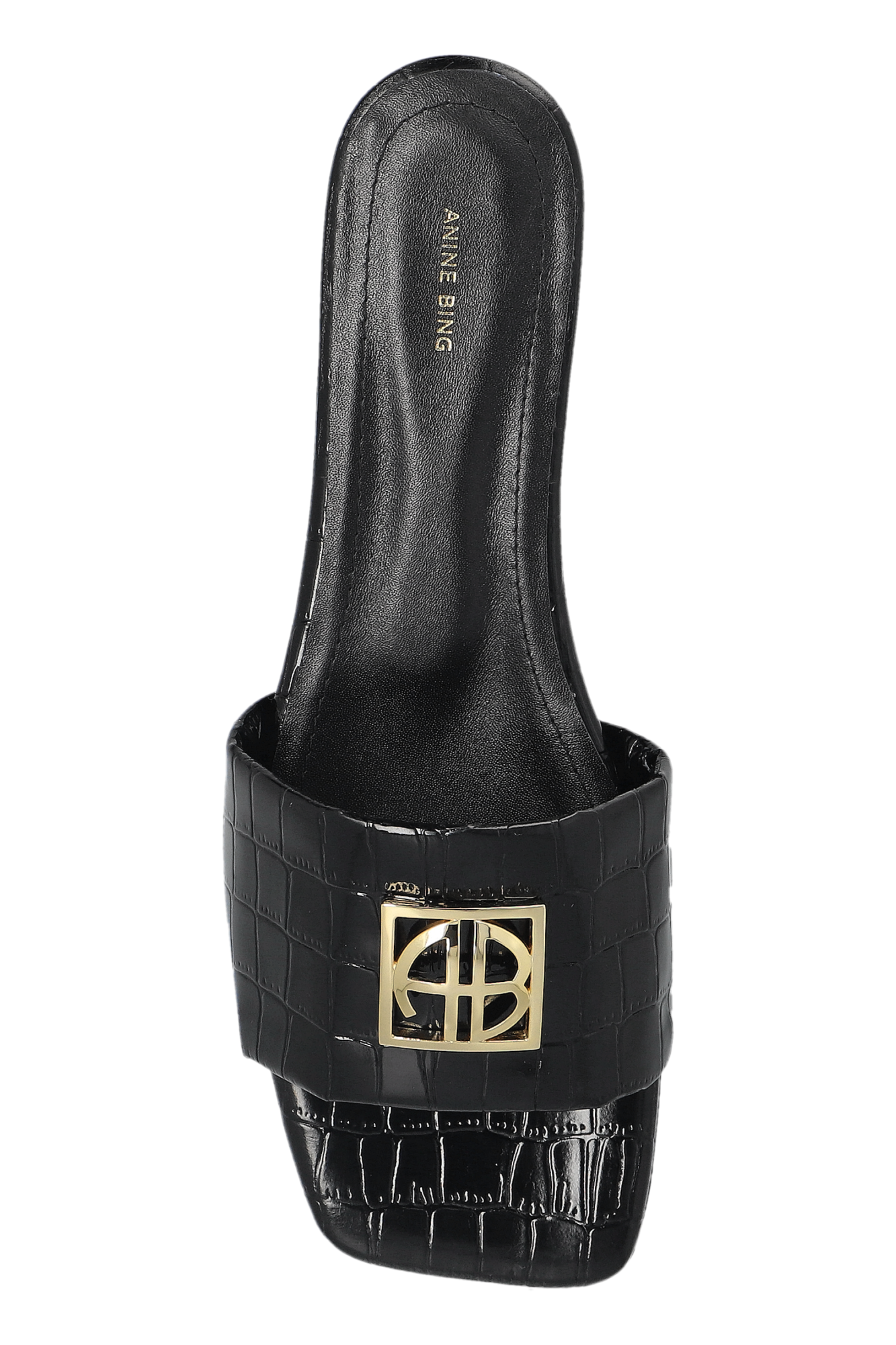 Anine Bing Leather slides with logo-shaped applique